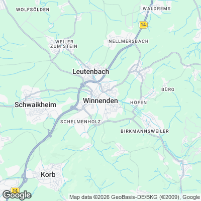 Karte von Winnenden und Umgebung