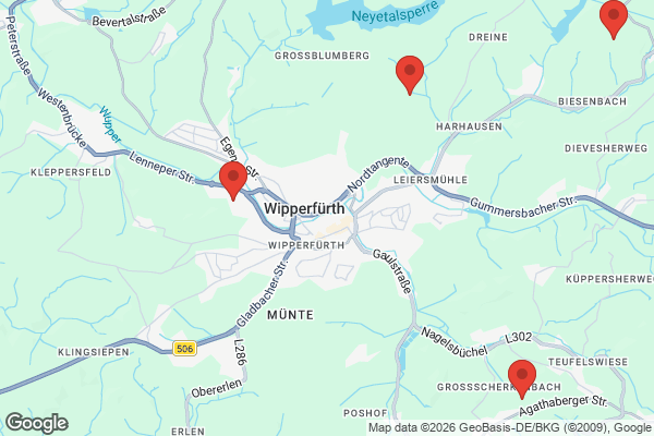 Karte mit Entrümpelungsaufträgen in Wipperfürth