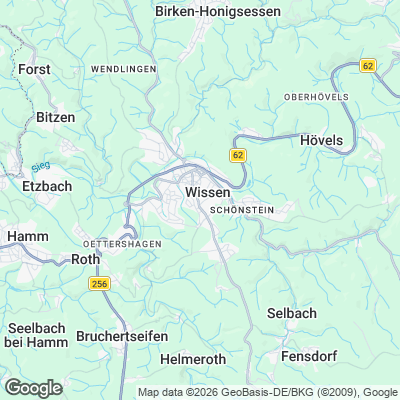 Karte von Wissen und Umgebung
