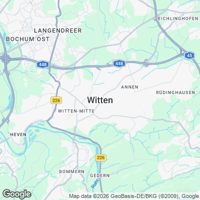 Karte von Witten und Umgebung