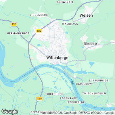Karte von Wittenberge und Umgebung