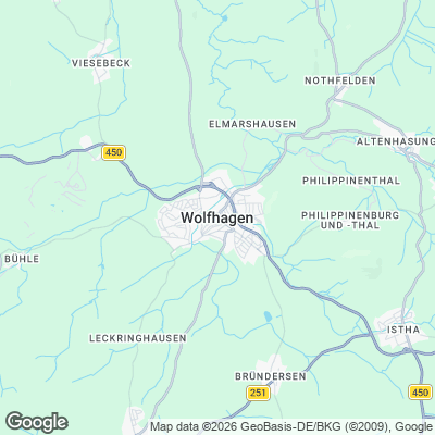 Karte von Wolfhagen und Umgebung