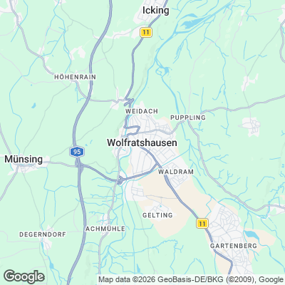 Karte von Wolfratshausen und Umgebung