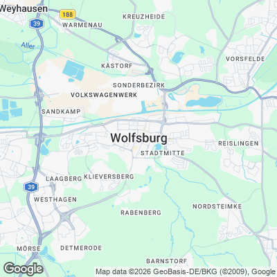 Karte von Wolfsburg und Umgebung