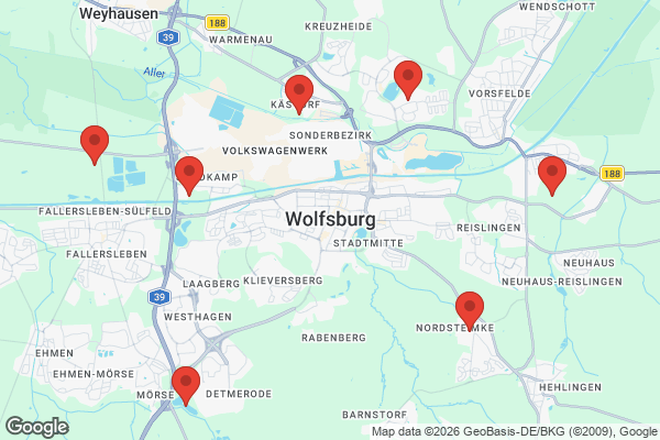Karte mit Entrümpelungsaufträgen in Wolfsburg