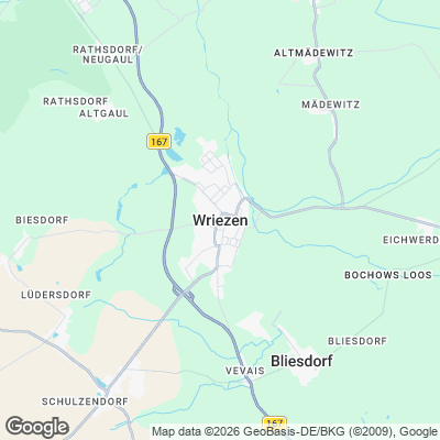 Karte von Wriezen und Umgebung