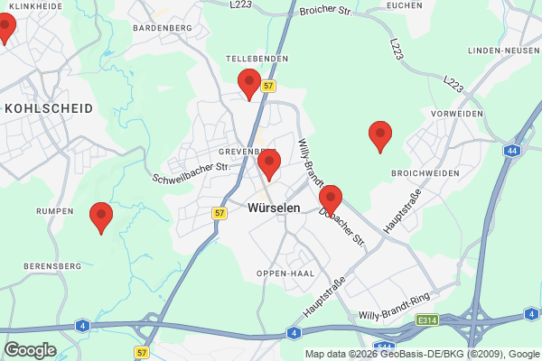 Karte mit Entrümpelungsaufträgen in Würselen