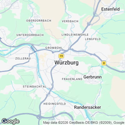 Karte von Würzburg und Umgebung