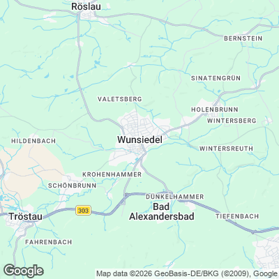 Karte von Wunsiedel und Umgebung