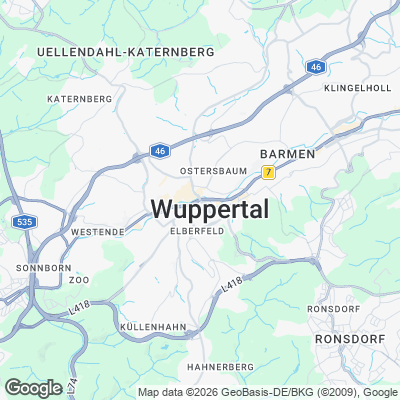 Karte von Wuppertal und Umgebung
