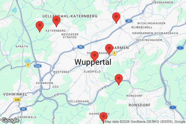 Karte mit Entrümpelungsaufträgen in Wuppertal