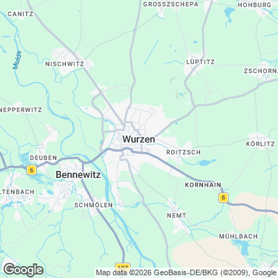 Karte von Wurzen und Umgebung