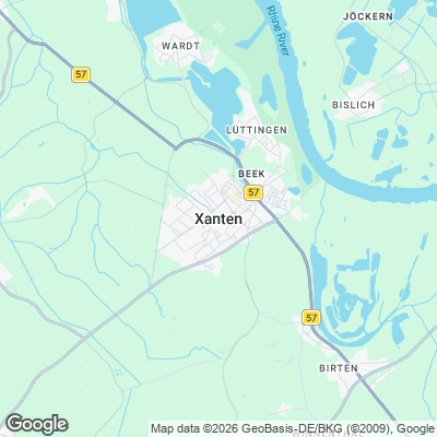 Karte von Xanten und Umgebung