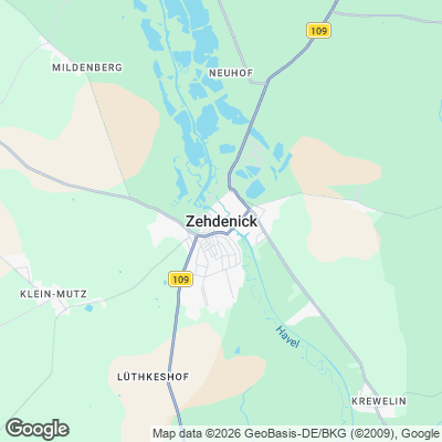 Karte von Zehdenick und Umgebung
