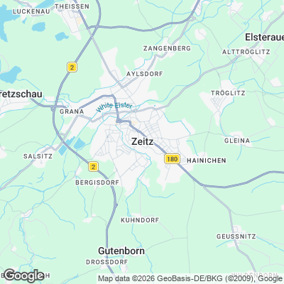 Karte von Zeitz und Umgebung