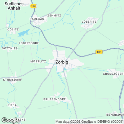 Karte von Zörbig und Umgebung