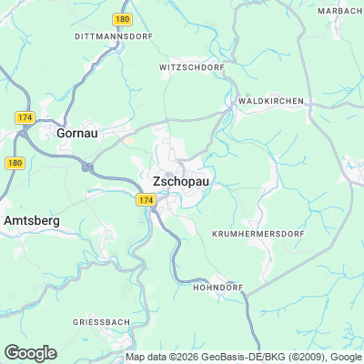 Karte von Zschopau und Umgebung
