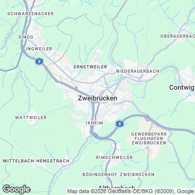 Karte von Zweibrücken und Umgebung