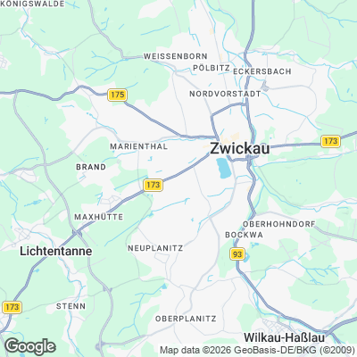 Karte von Zwickau und Umgebung