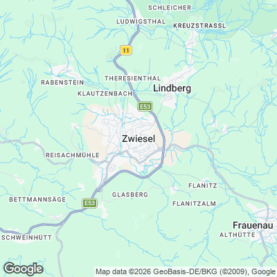 Karte von Zwiesel und Umgebung