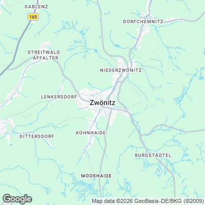 Karte von Zwönitz und Umgebung